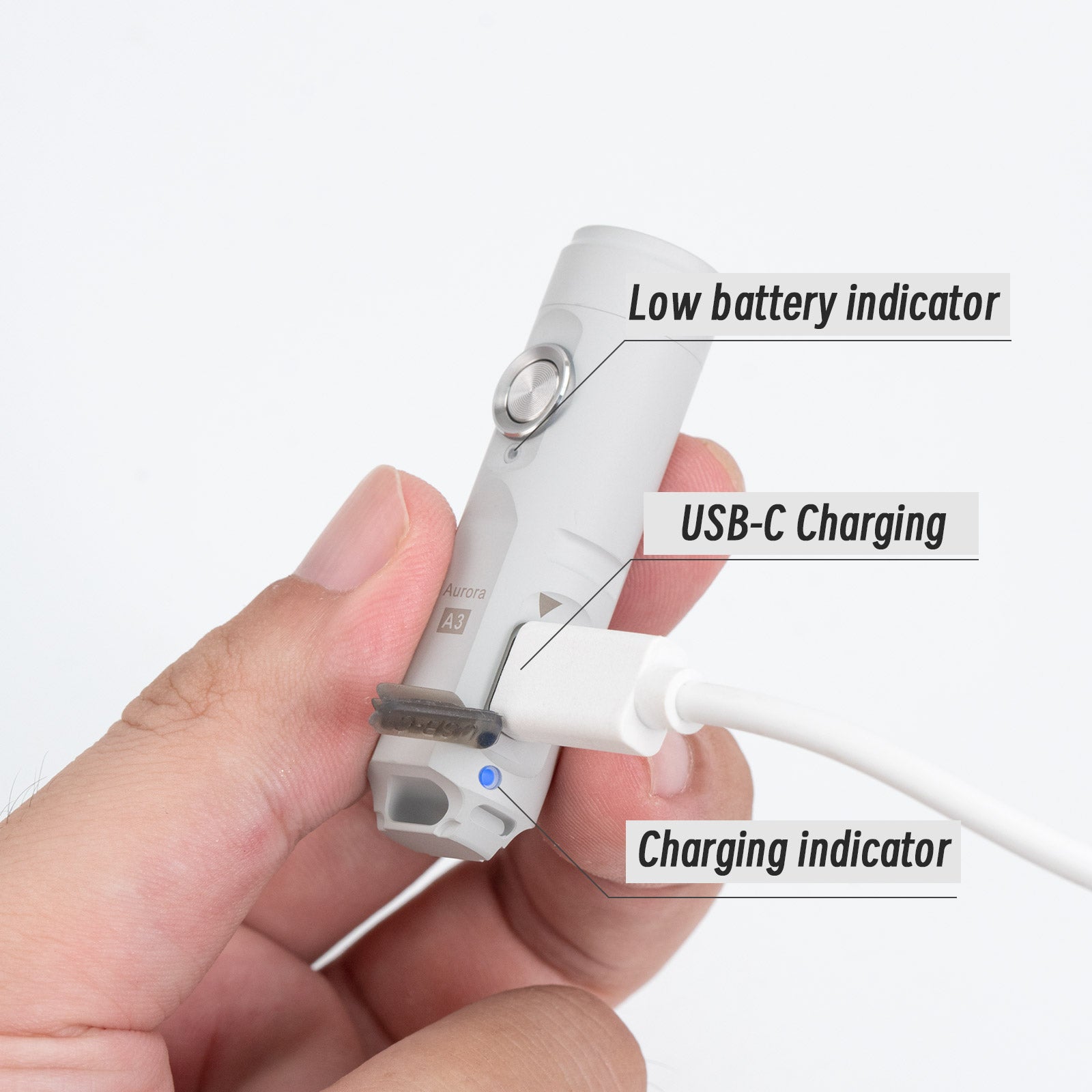 Aurora A3 G4 USB-C Keychain Flashlight (MAO White)