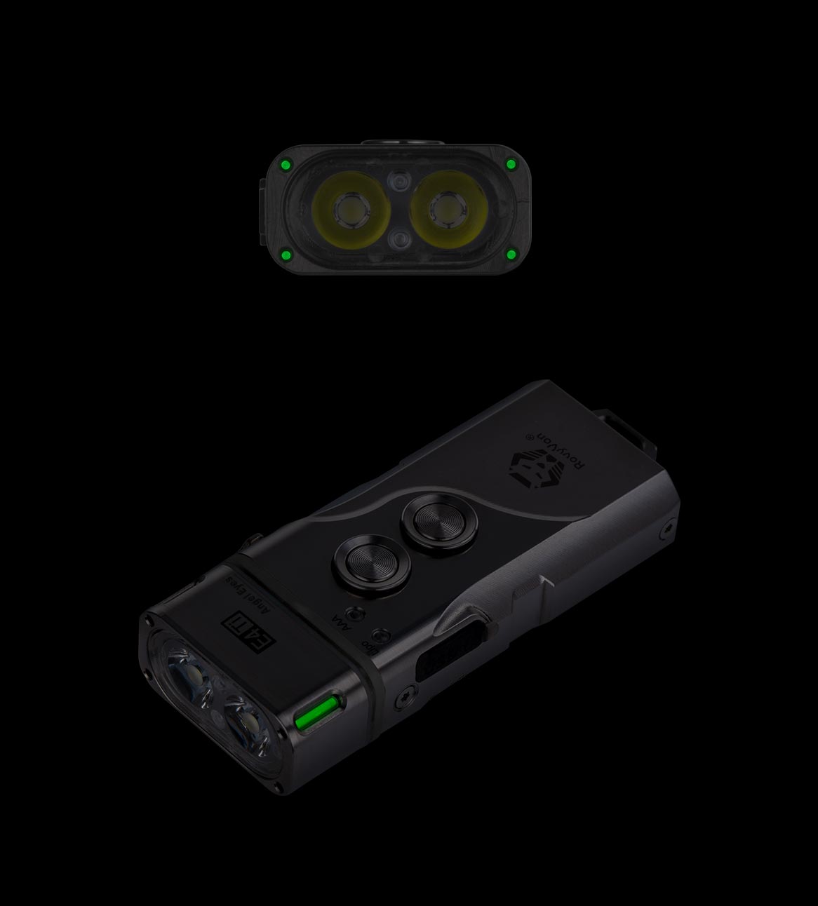 RovyVon Angel Eyes E4 Titanium Dual Button Hybrid Keychain Flashlight