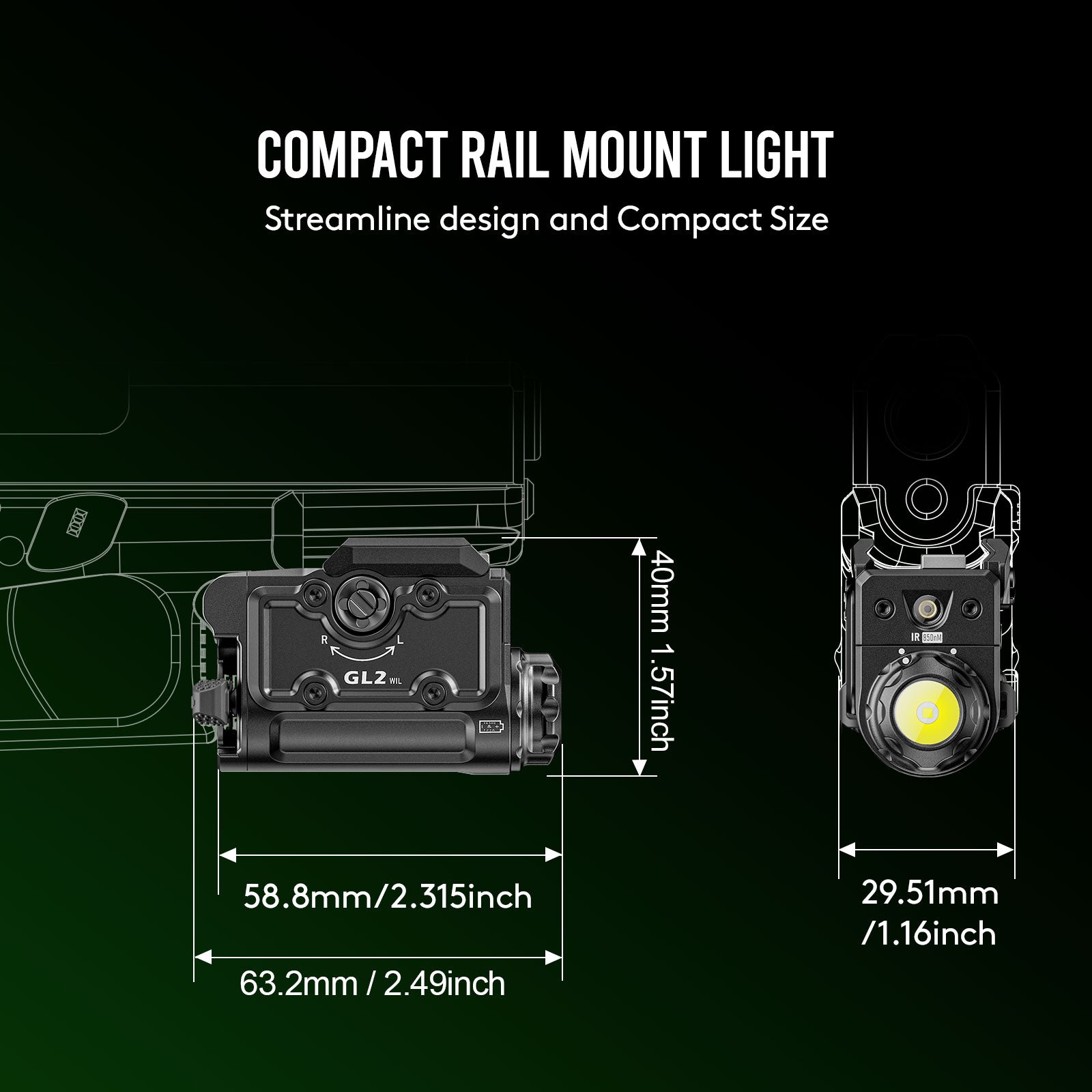 RovyVon GL2 Compact Tactical Pistol Light & Laser