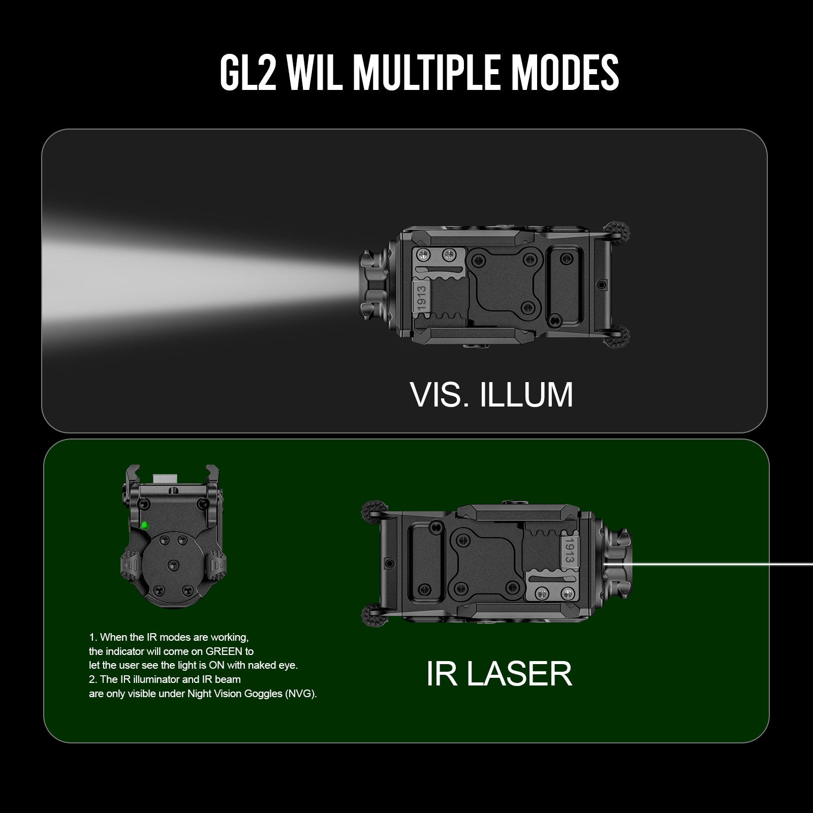 RovyVon GL2 Compact Tactical Pistol Light & Laser