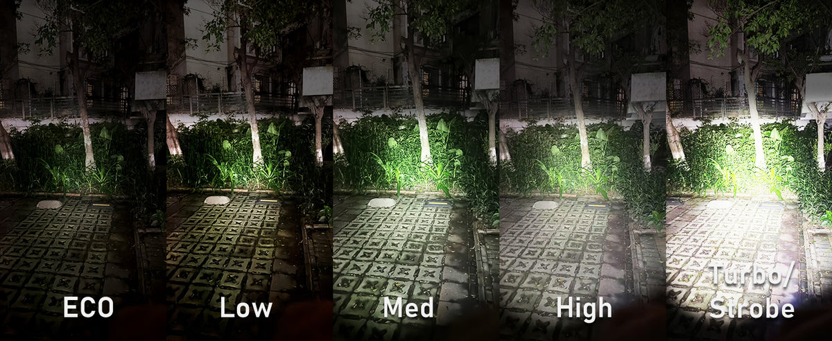 E60 Eco Low Medium High Turbo Strobe light comparison