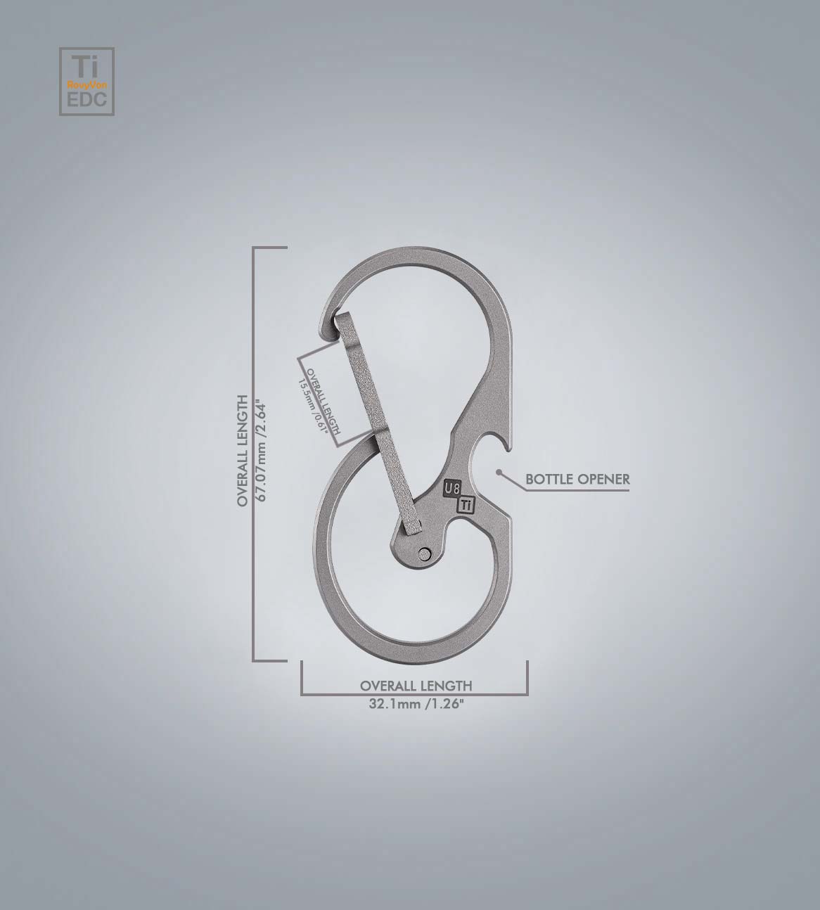 Image of U8 Titanium Karabiner, Schnellverschluss-Schlüsselanhänger Karabiner / Flaschenöffner
