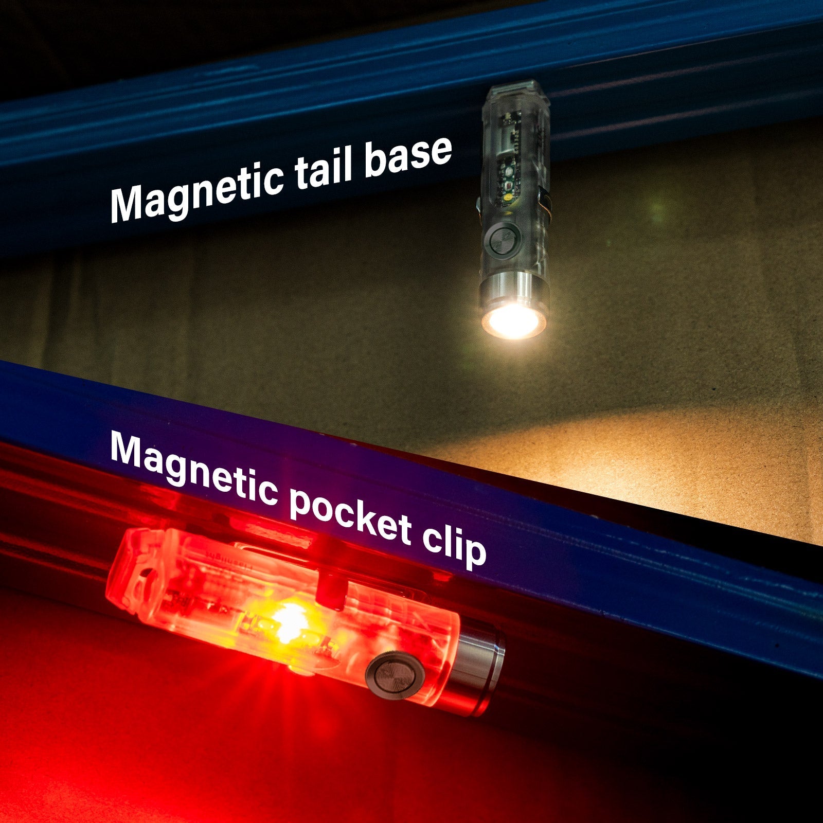 Image of RovyVon Aurora A8 G4 magnetic tail base and magnetic pocket clip in use