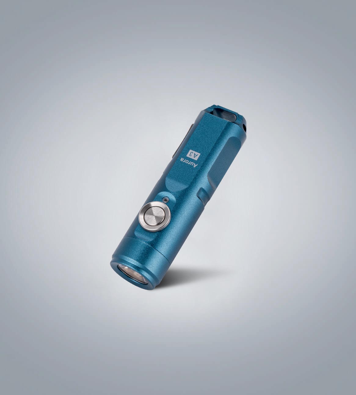 Image of (Aqua Blue) RovyVon Aurora A3 G4 keychain flashlight angled view