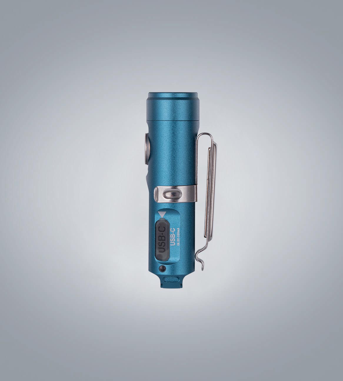 Image of (Aqua Blue) RovyVon Aurora A3 G4 USB-C port and pocket clip side view