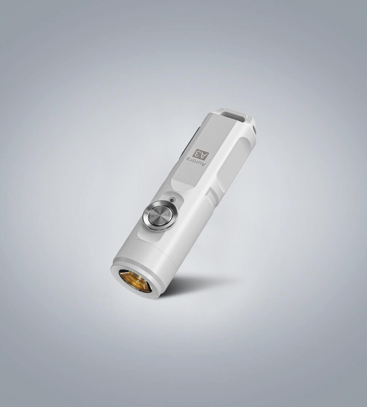 Image of (White) RovyVon Aurora A3 G4 keychain flashlight angled view