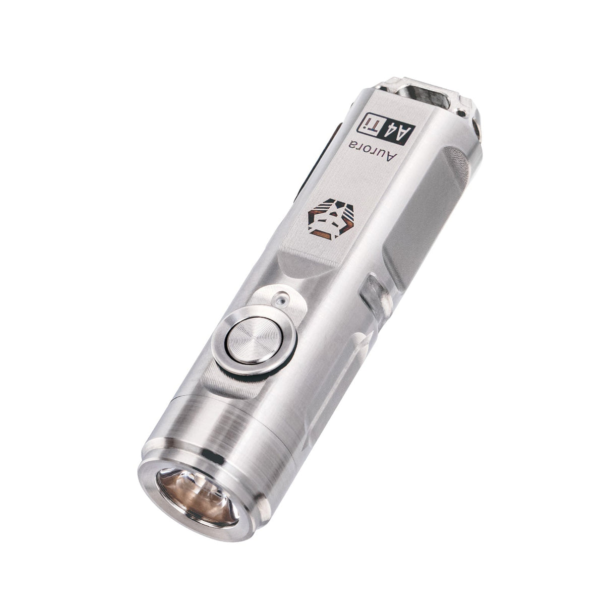 RovyVon Aurora A4 G4 titanium keychain flashlight silver angled product view