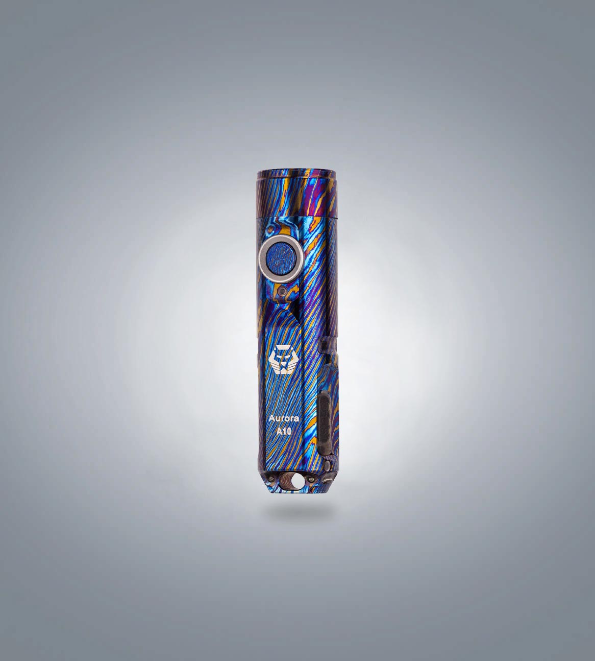 Image of RovyVon Aurora A10 G4 limited-edition keychain flashlight with colorful patterned finish front view