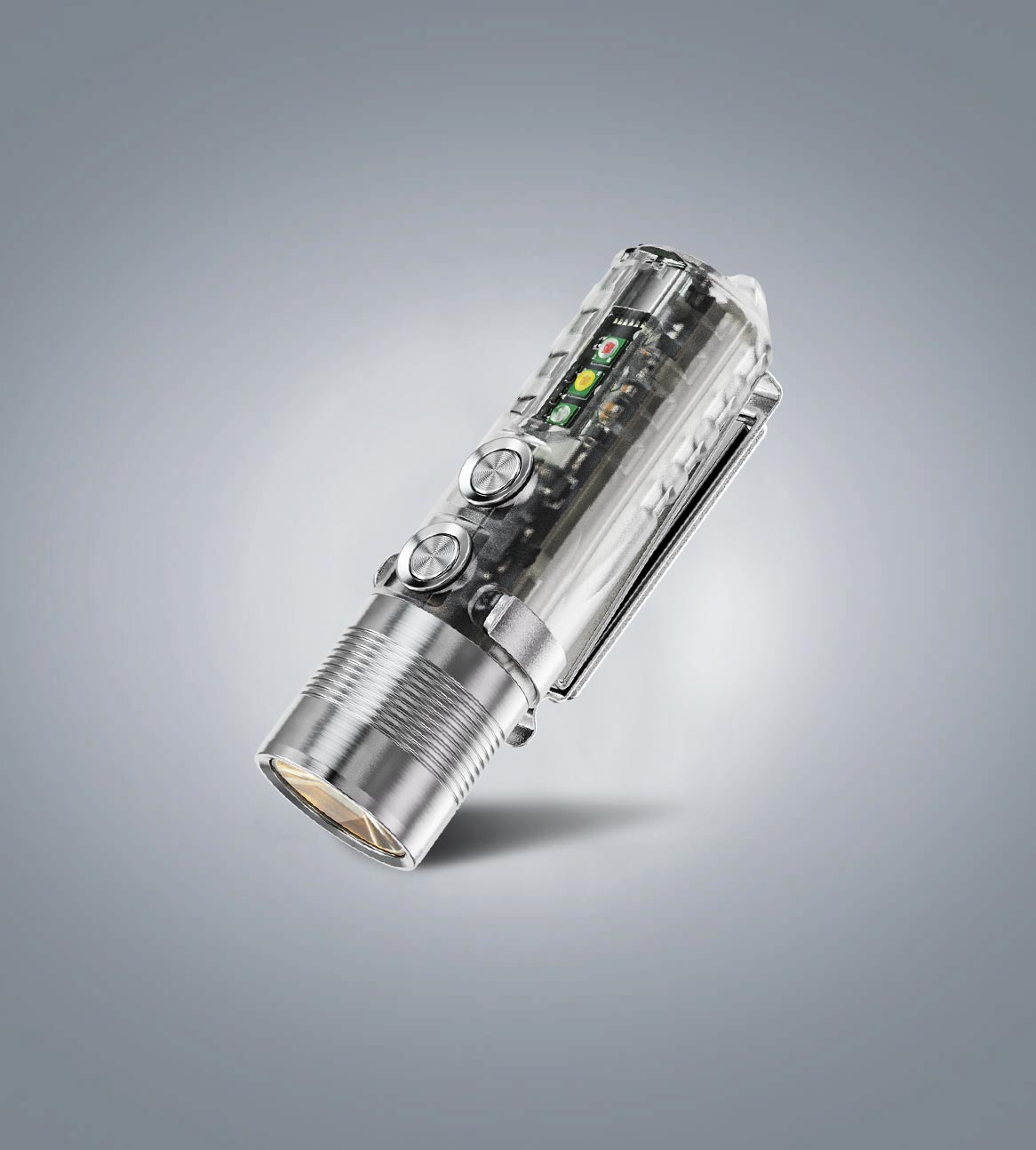 Image of RovyVon Aurora A28 G2 EDC flashlight with red, white, and UV side-light configuration