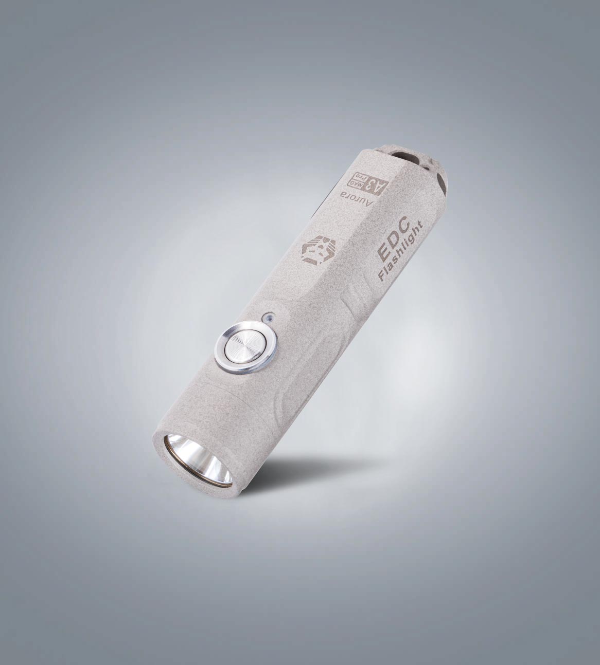 Image of RovyVon Aurora A3 Pro marble keychain flashlight three-quarter front view