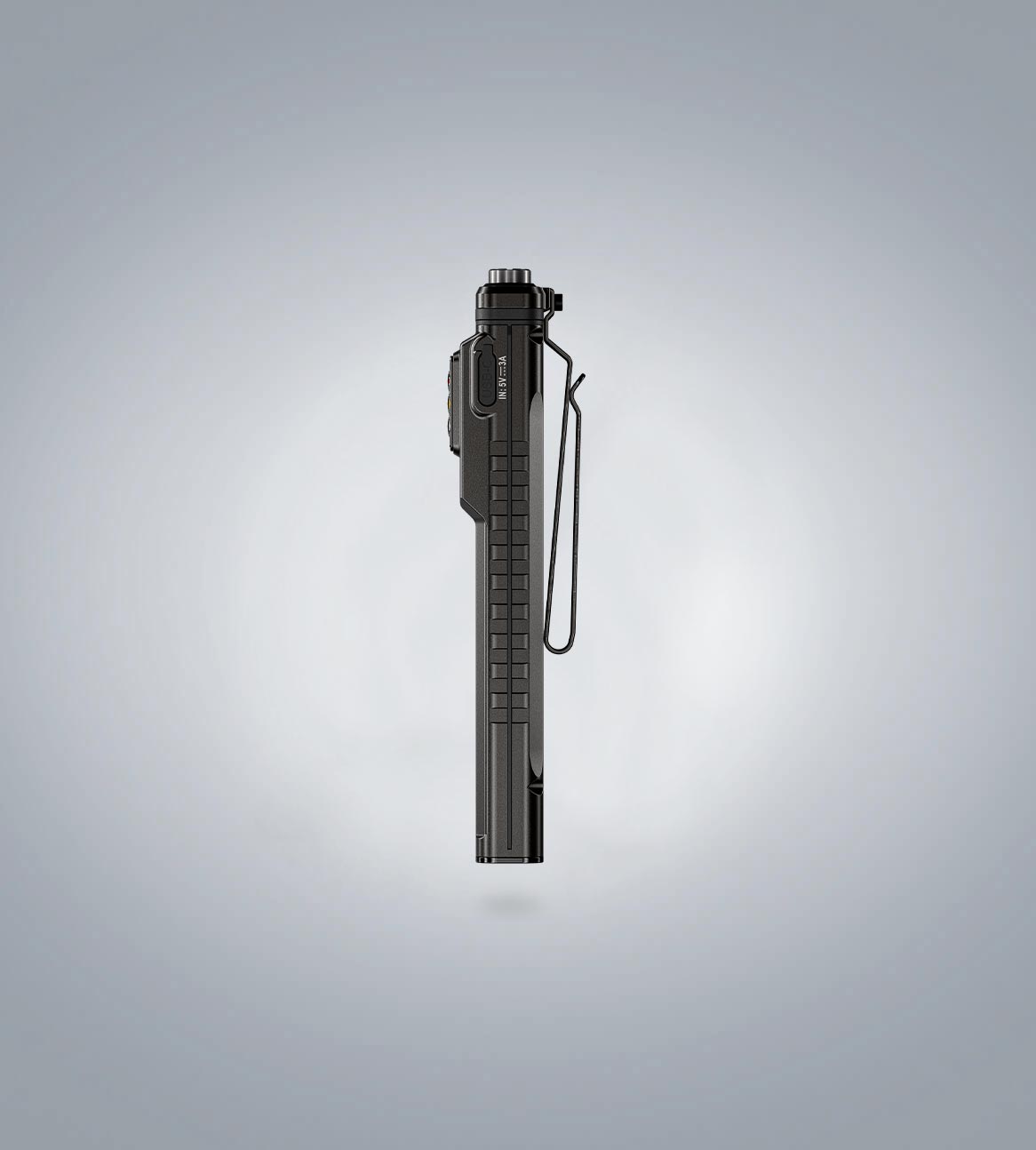 Image of RovyVon Angel Eyes E90 flat EDC flashlight slim side profile with pocket clip
