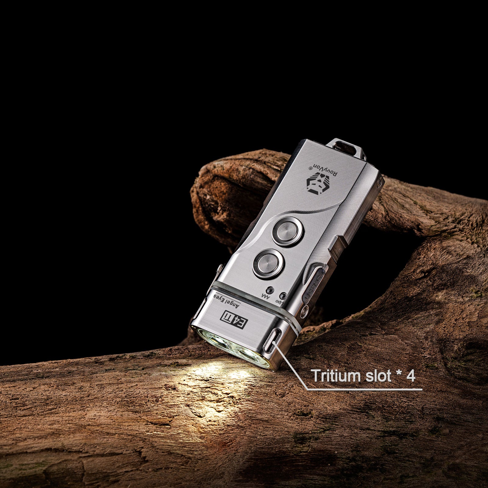 RovyVon Angel Eyes E4 Titanium Dual Button Hybrid Keychain Flashlight