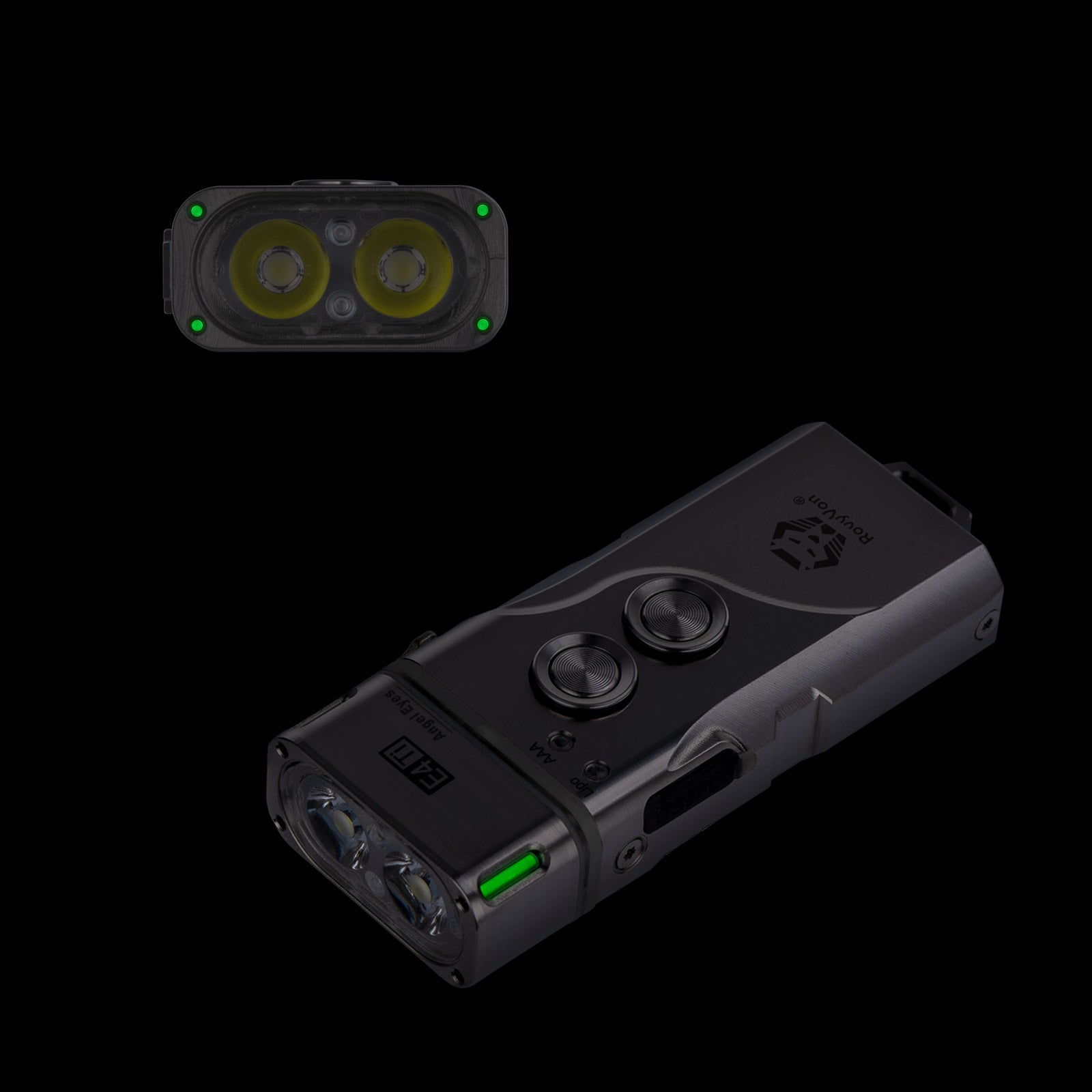 Image of RovyVon Angel Eyes E4 Titanium Dual Button Hybrid Keychain Flashlight