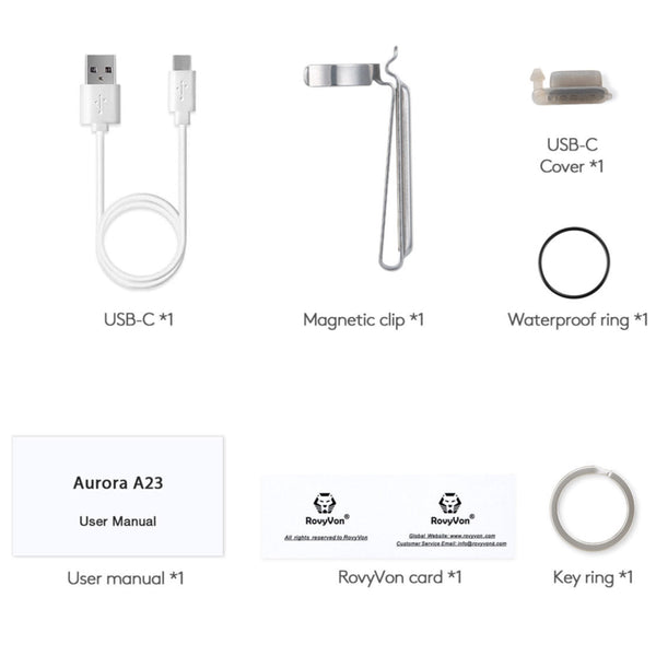RovyVon Aurora A23 (G2) USBC Compact EDC Flashlight