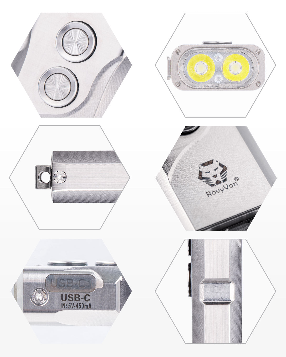 Image of RovyVon Angel Eyes E4 Pro Titanium Keychain Flashlight