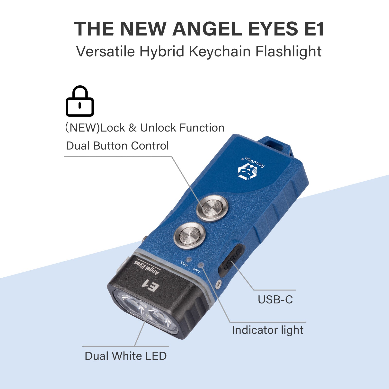 RovyVon Angel Eyes E1 Hybrid Keychain Flashlight - US Inventory