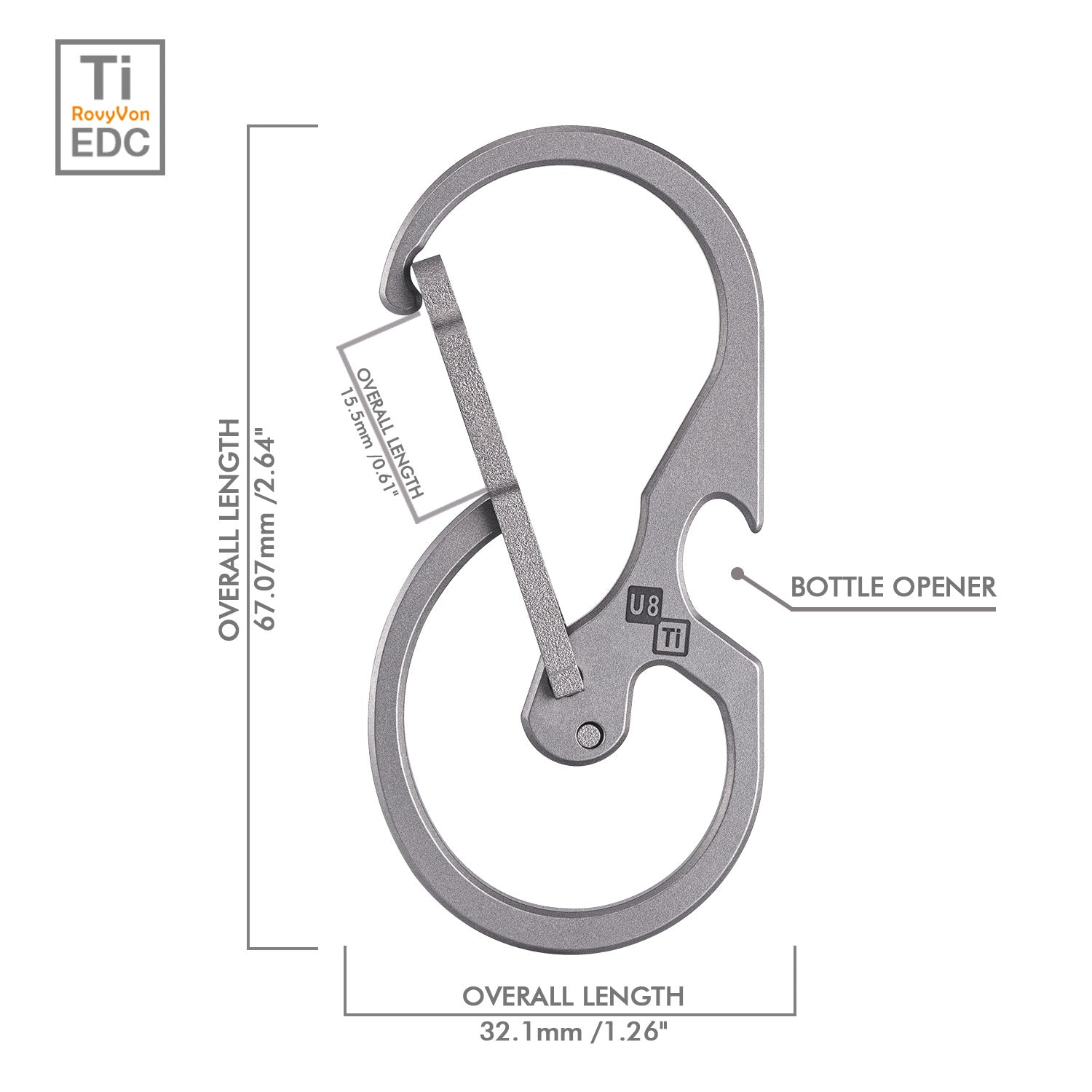 Image of RovyVon Utility U8 Titanium Keychain Carabiner