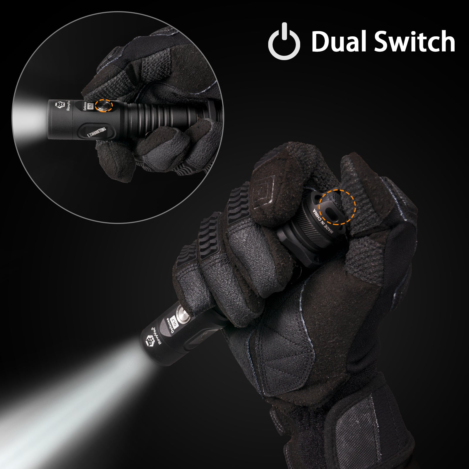RovyVon GL7 Dual-Switch 2000 Lumens Tactical Flashlight