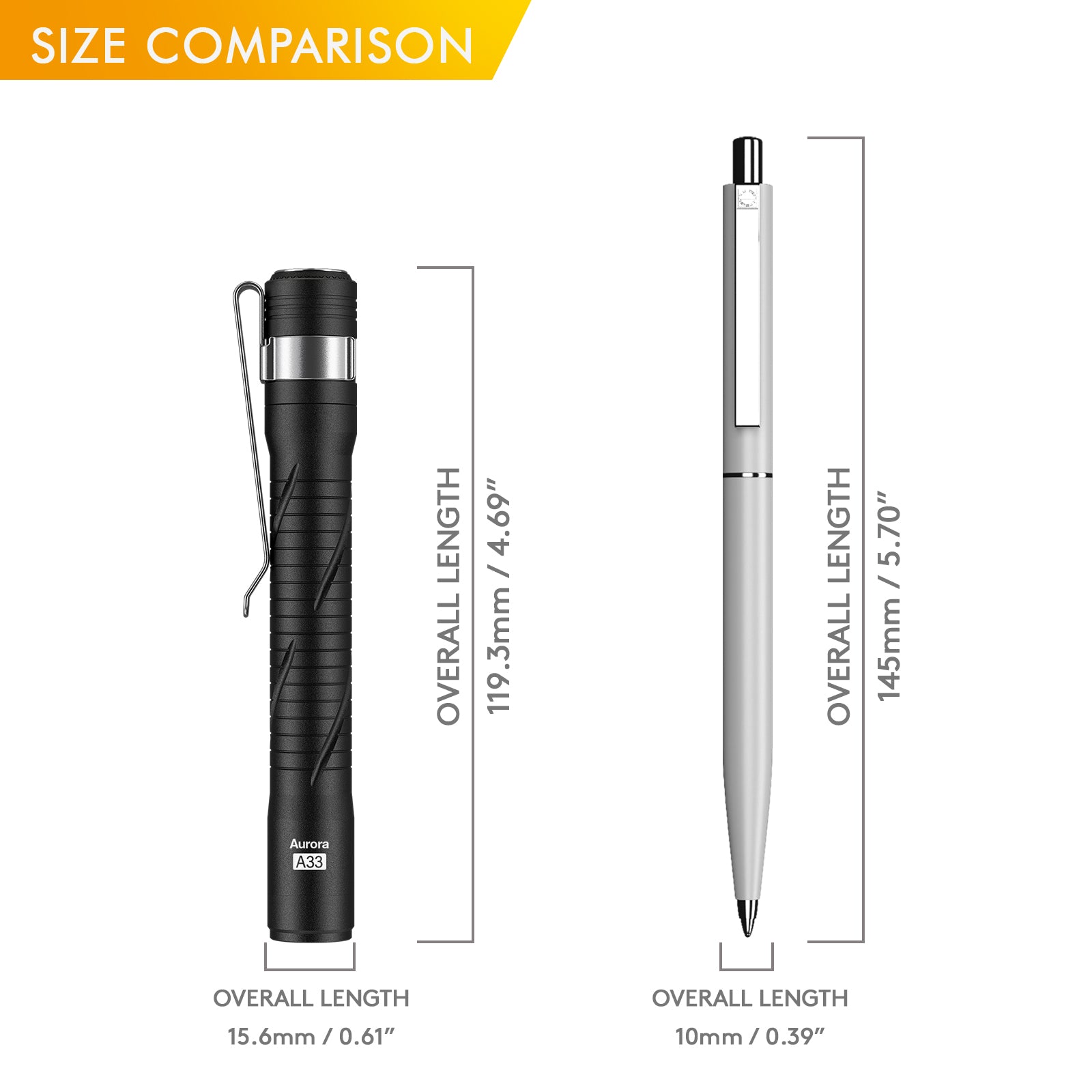 Image of Aurora A33 EDC Pen Light#color_black