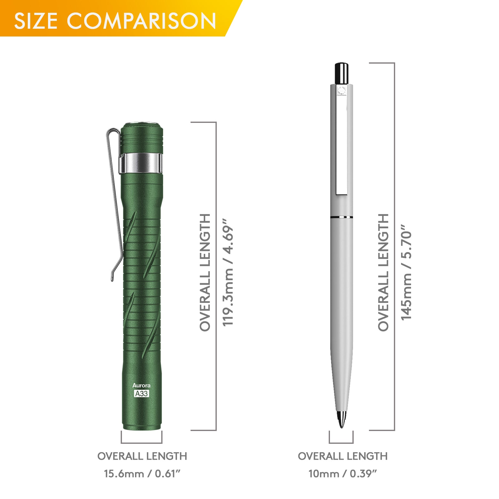 Image of Aurora A33 EDC Pen Light#color_dark green