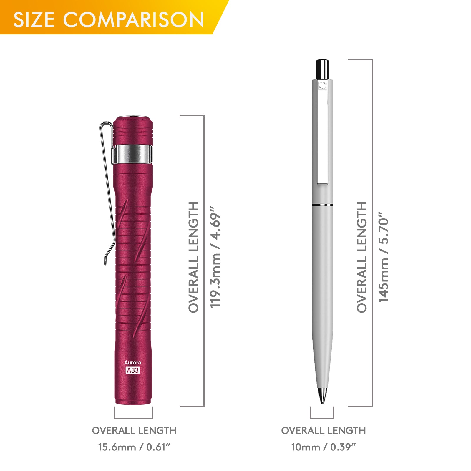 Image of Aurora A33 EDC Pen Light#color_red